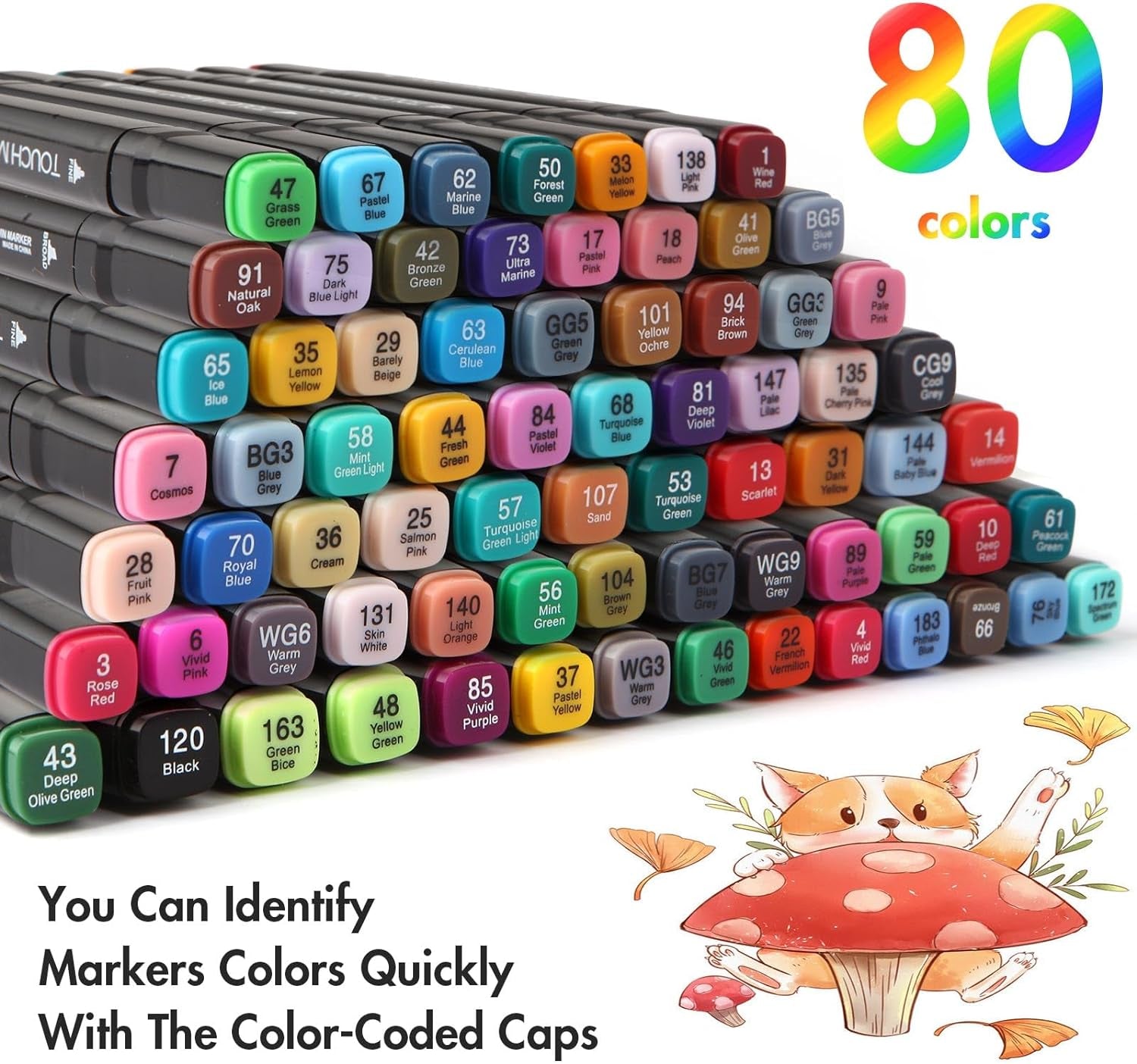 80 Colors Art Markers Pens, Dual Tips Alcohol Markers Set with Base, Permanent Sketch Markers Set for Kids Adults Painting, Coloring, Illustrations,Sketching.