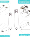 46 PCS Safety Pins, Premium Safety Pins Metal Silver Sewing Pins Set Durable Assorted 7 Sizes 19Mm - 54Mm for Home Office Use Art Craft Sewing Jewelry Making