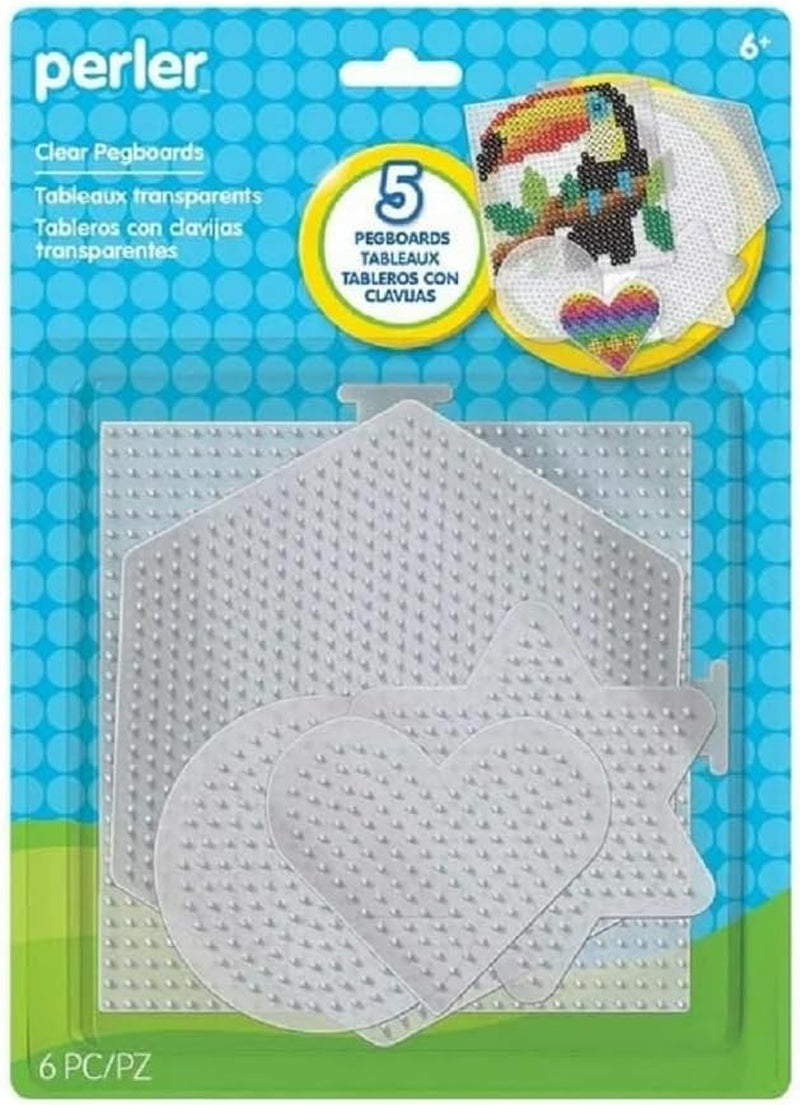 Beads Assorted Small and Large Pegboards for Kid'S Crafts - (5) Clear  Pegboards, (1) Sheet of Reusable Ironing Paper, 6 Pcs