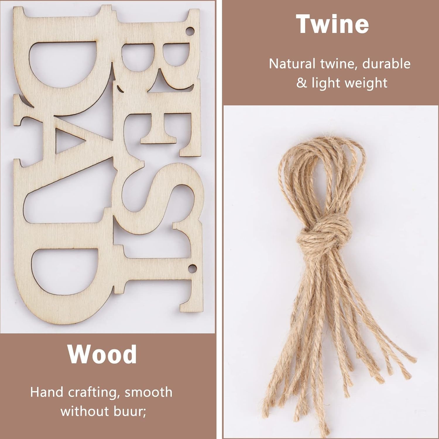 20Pcs Best DAD Unfinished Wood Crafts, Fathers Day Crafts for Kids, Wood Cutouts Gift Tags, Wooden Letter Ornaments with 20 String for Happy Father'S Day Gifts,Dad'S Birthday Party Decorations