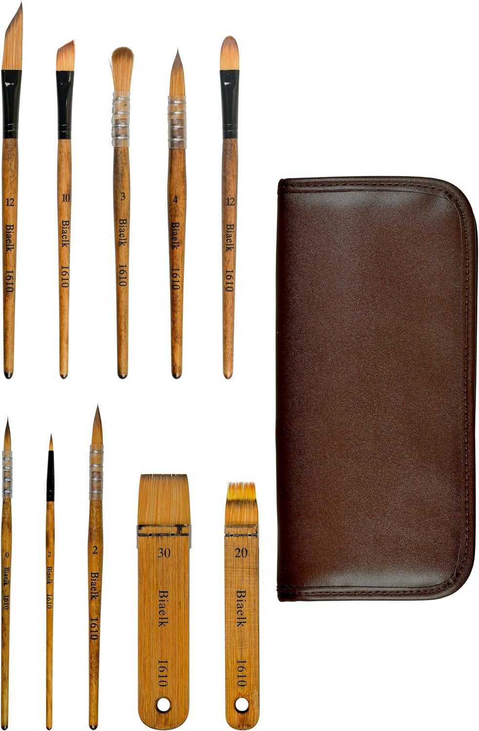 1610 Professional Watercolor Paint Brushes, 10PCS Variety Brushes for Beginners and Professionals Including Pointed Rounds, Flats, Dagger, for Watercolors,Acrylics,Inks,Gouache,Oil and Tempera