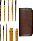 1610 Professional Watercolor Paint Brushes, 10PCS Variety Brushes for Beginners and Professionals Including Pointed Rounds, Flats, Dagger, for Watercolors,Acrylics,Inks,Gouache,Oil and Tempera