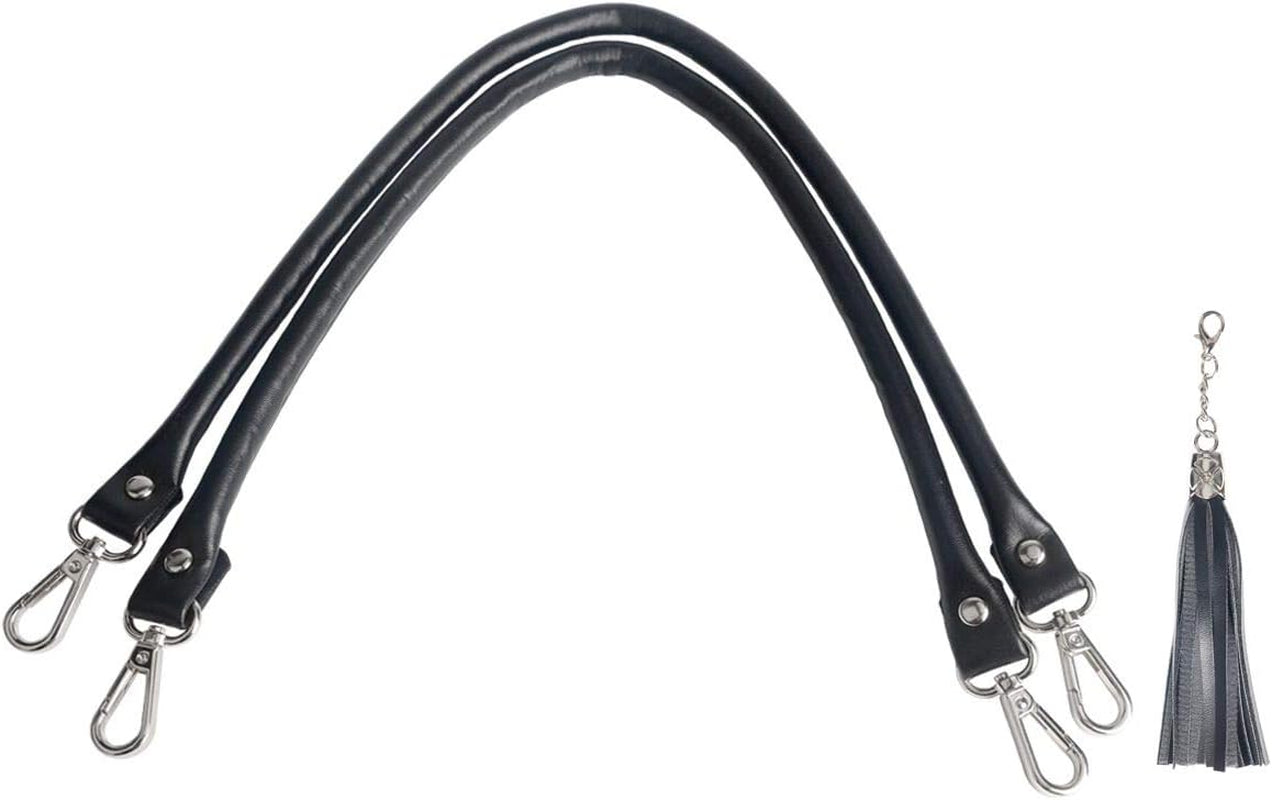 Purse Leather Handles Replacement 2 Pcs for Handbag, 23.6 Inch, Black Gold