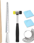 Jewelers Rubber Hammer Mallet with Wood Ring Mandrel Sizer Sizing Adjuster Ring Shaper Repair Tools Jewelry Making Kit