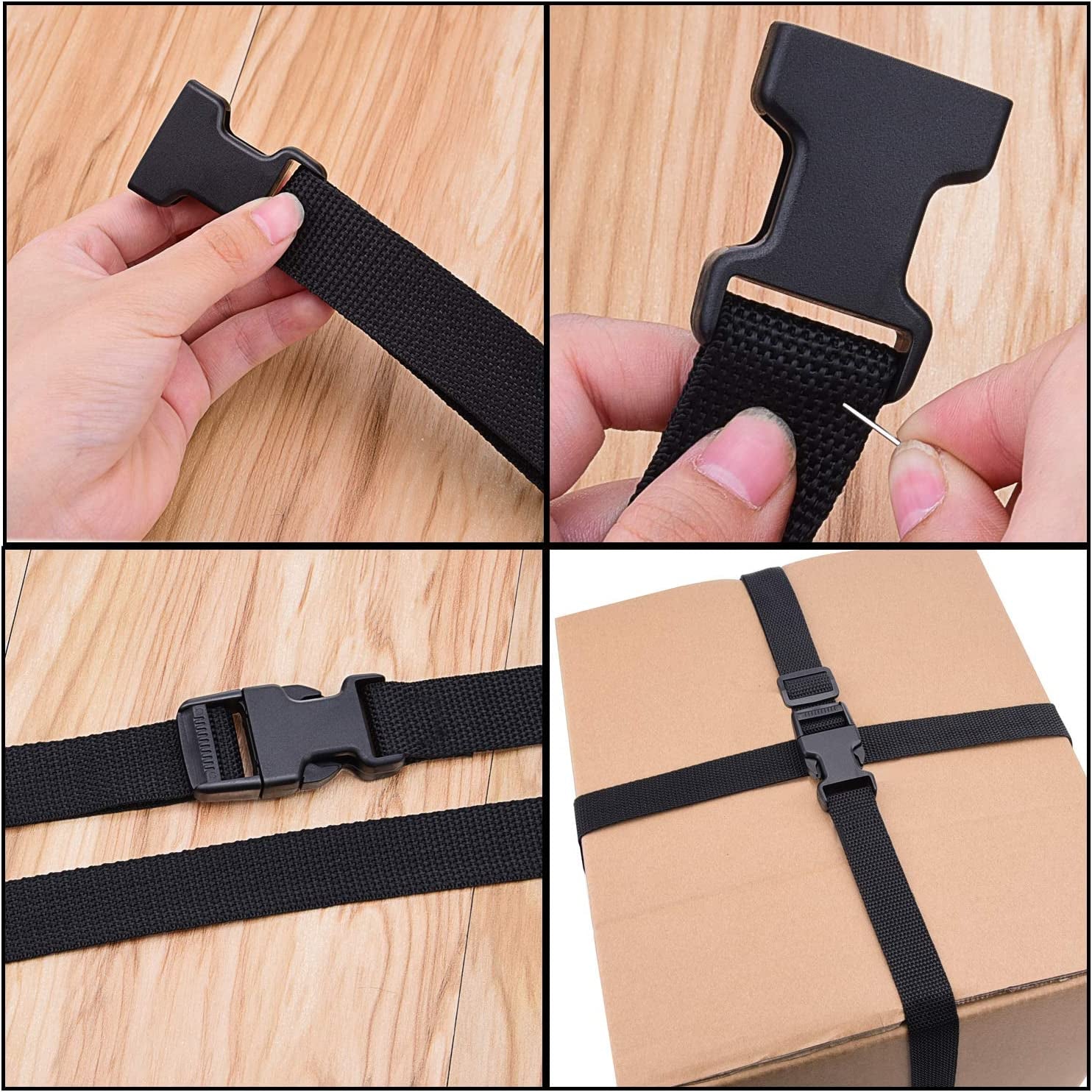 1 Inch 16 Yards Polypropylene Webbing Strap Band with 16 Set 1Inch Side Release Plastic Buckles, Black