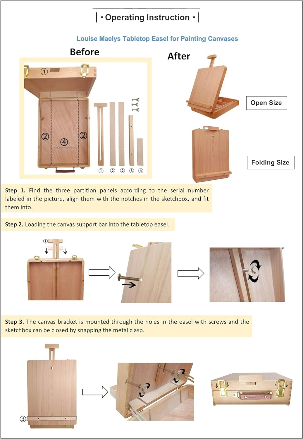 Tabletop Easel Beechwood Art Easel for Painting Canvases Table Easel Stand for Painters Painting by Numbers, Students Beginners Artist Adults