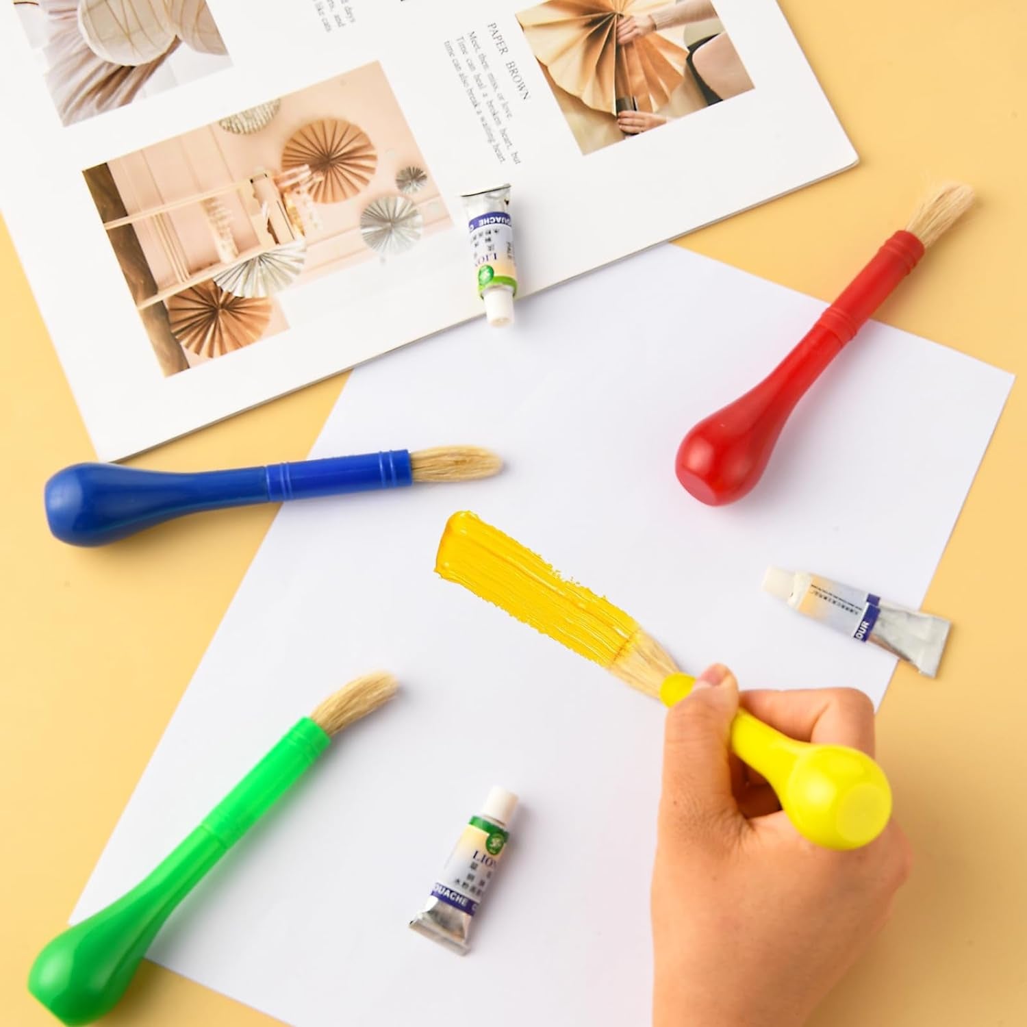 4 Piece Kids Paint Brushes, Jumbo Children'S Paintbrushes Artist Paint Brushes with Easy to Hold Handles Grip Toddler Tempera Paint Brushes Kids Craft Paint Brushes for Kids Painting