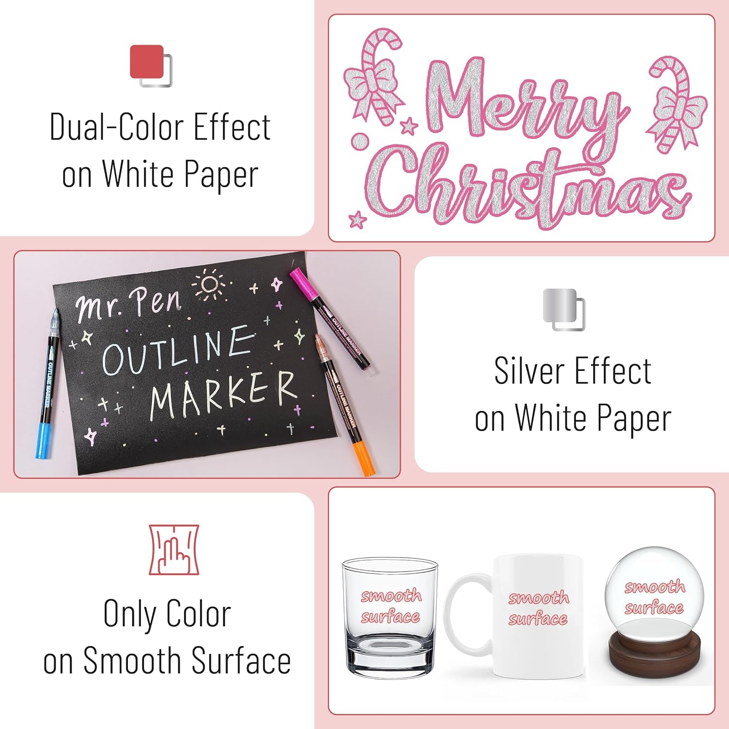 - Double Line Outline Markers, 10 Colors, Shimmer Markers, Self-Outline Metallic Markers, Outline Pens, Craft Pens
