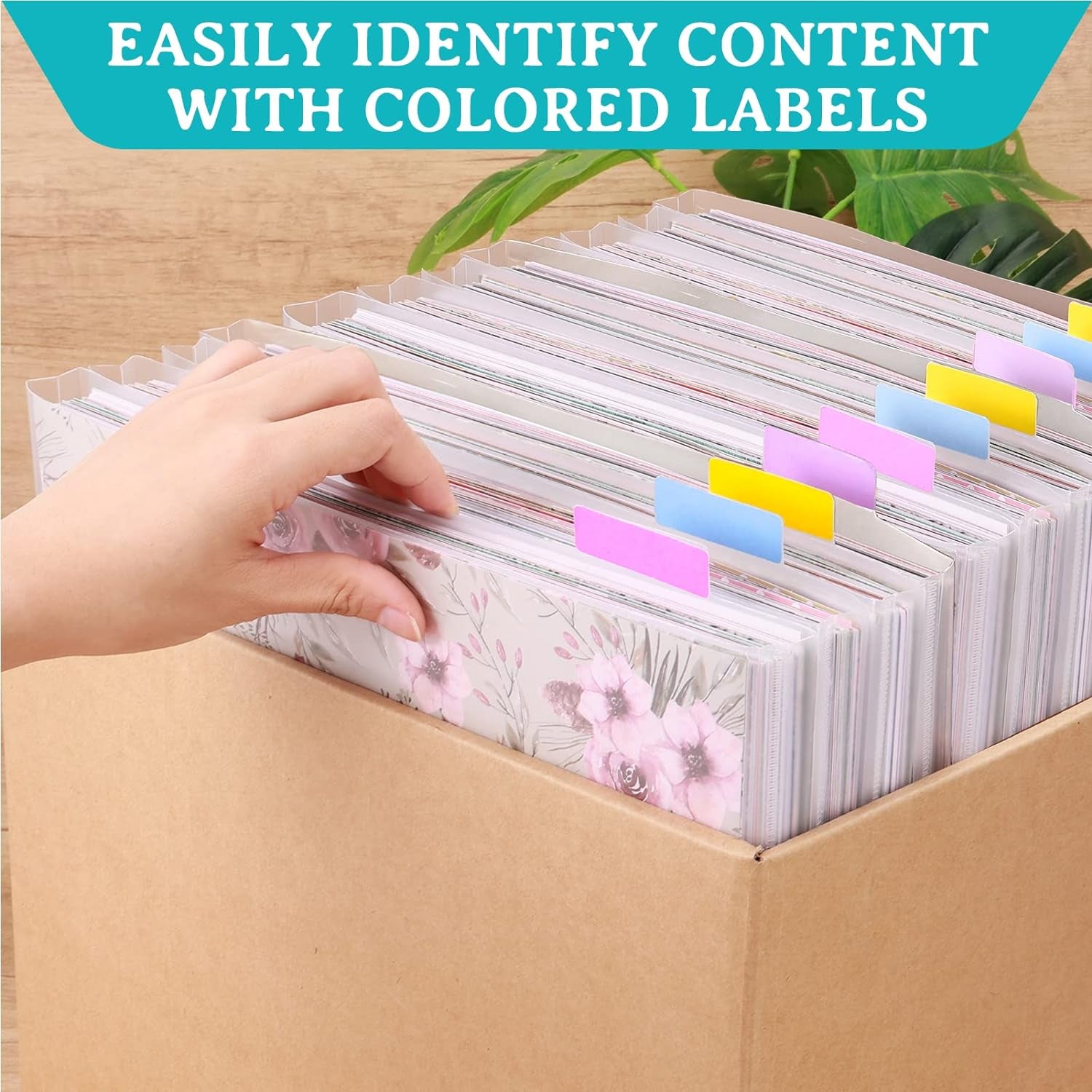 20 Pieces Scrapbook Paper Storage Clear 12 X 12 Paper Storage Organizer with Tabs and Gusset Bottom for Holding Scrapbook Paper, Vinyl Paper, Paper, Cardstock