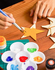 Wooden Stars for Crafting, 24-Pack Unfinished Wood Star Cutouts, 4 Inches
