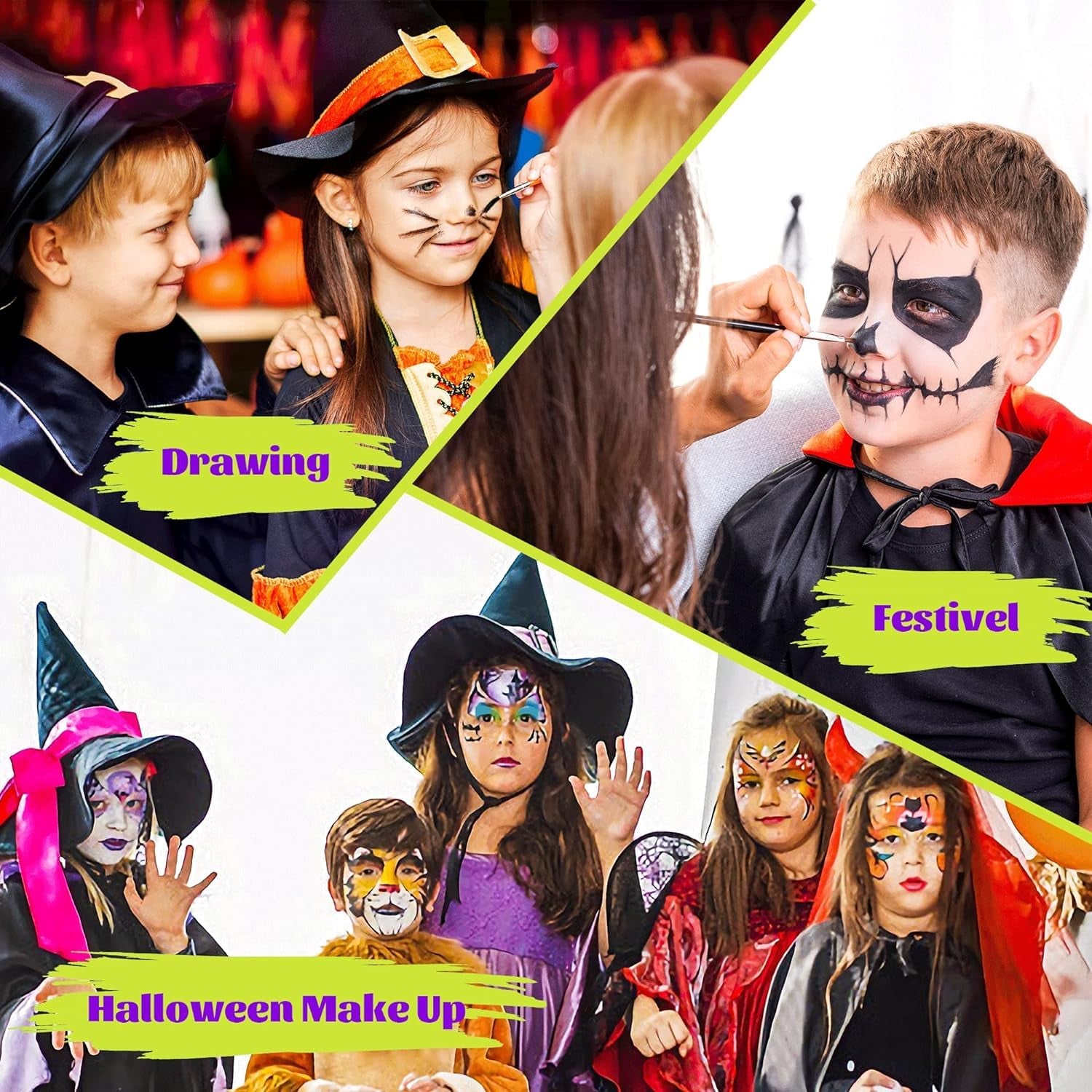 Face Painting Supplies, Face Painting Kit for Kids, Safe and Easy to Use Face Paint, Non-Toxic and Hypoallergenic Face Painting Kit Professional, Halloween Makeup Kit