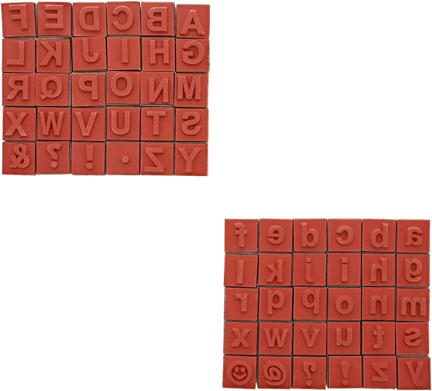60-Piece Wood Alphabet Stamp Set, Upper and Lowercase Letters with Symbols, Rubber Stamps, DIY Projects, Arts and Crafts, Scrapbooking, Classroom, Games