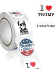 2024 Donald Trump Stickers Roll 500Pcs - Funny Presidential Election USA American Flag Decals - Easy Stick & Removeable for Scarpbook Window Tumblers Water Bottles Teens