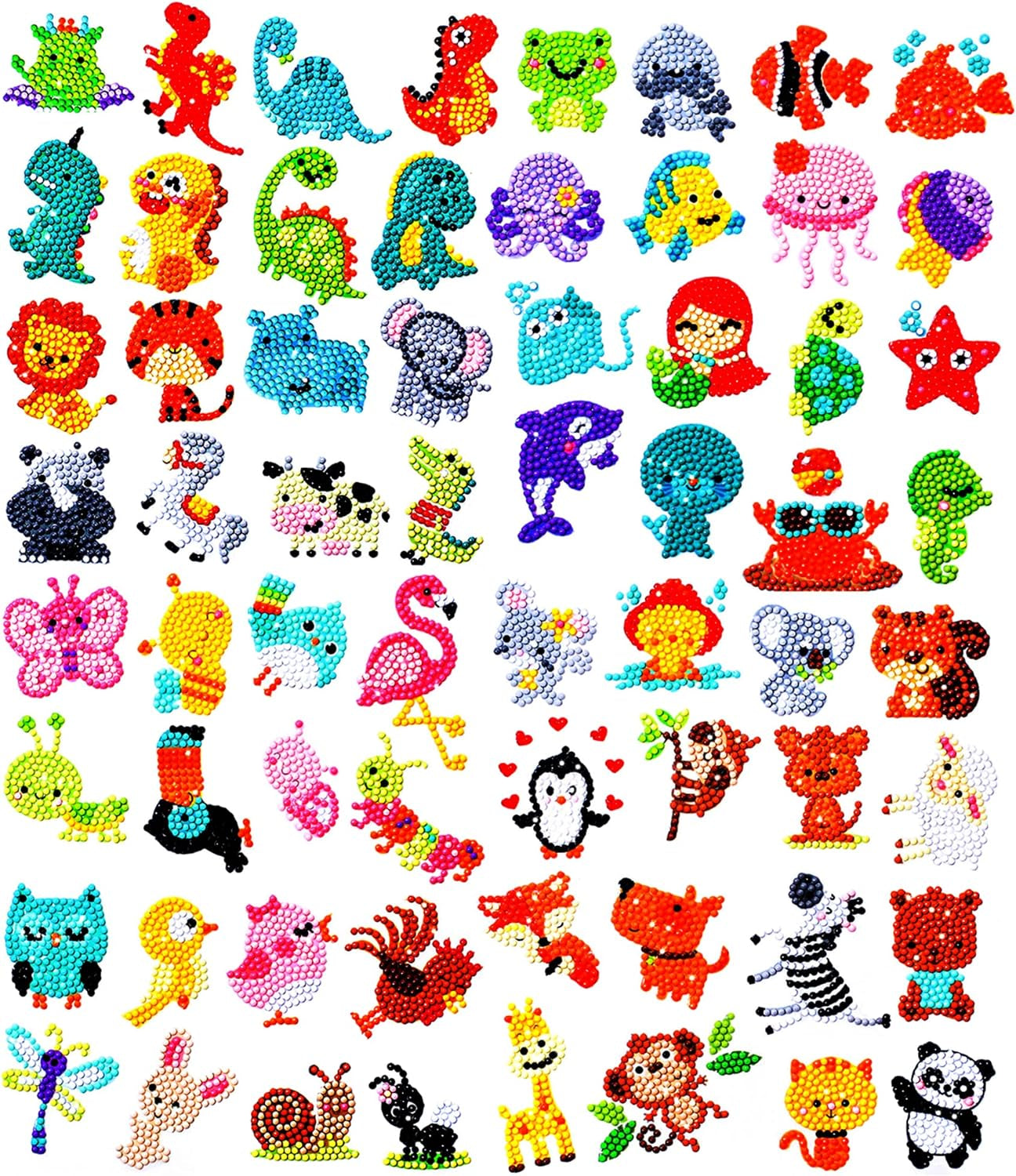 24Pcs Animal Diamond Stickers for Kids, Beginner Friendly Gem Art Kits, Complete Craft Set with Tools, Gift for Birthdays, Holidays