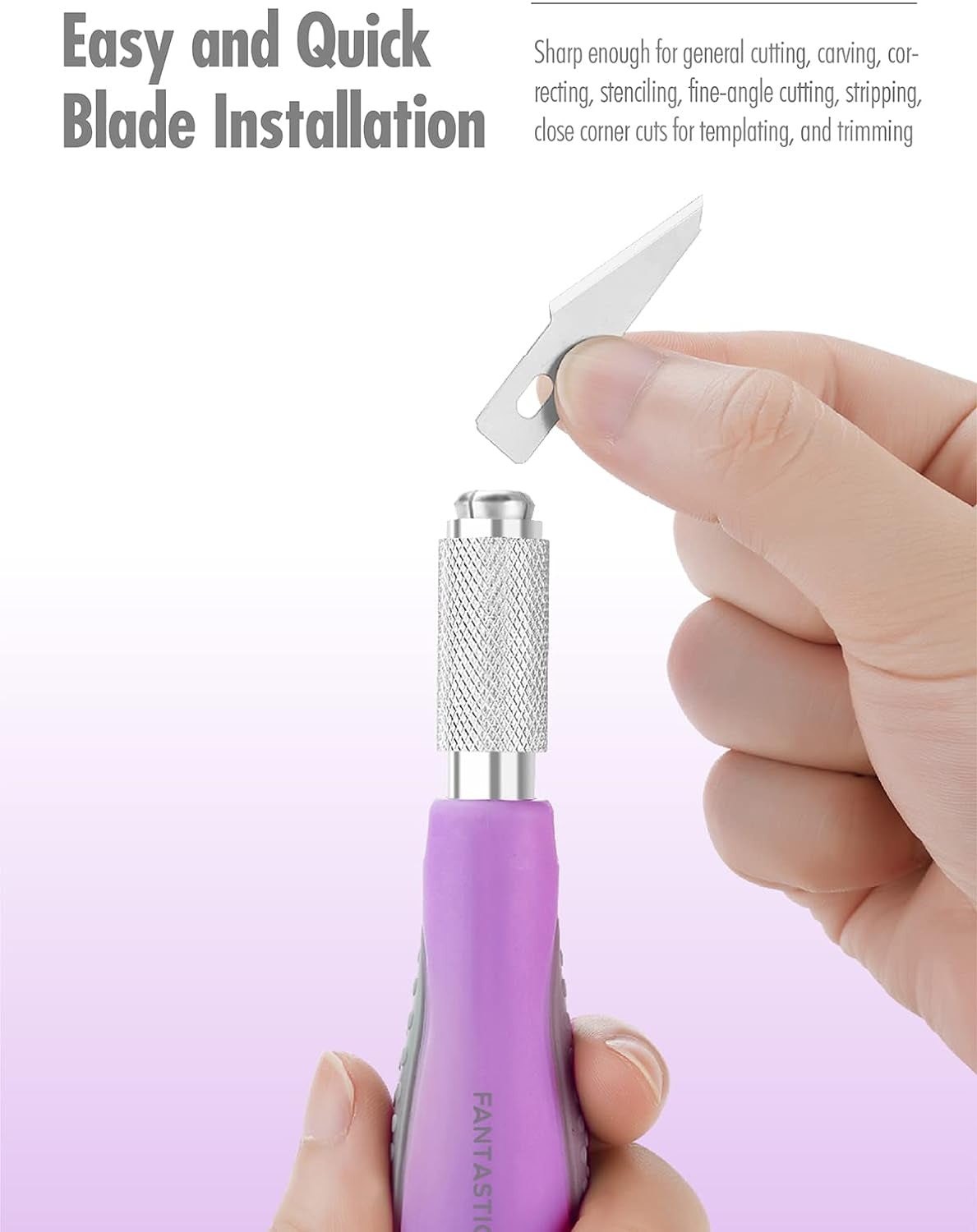 Craft Knife Precision Cutter Hobby Knife Blades Set (30Pcs) for Art Work, Scrapbooking, Stencil, Architecture Modeling, Wood Leather Working (Purple)