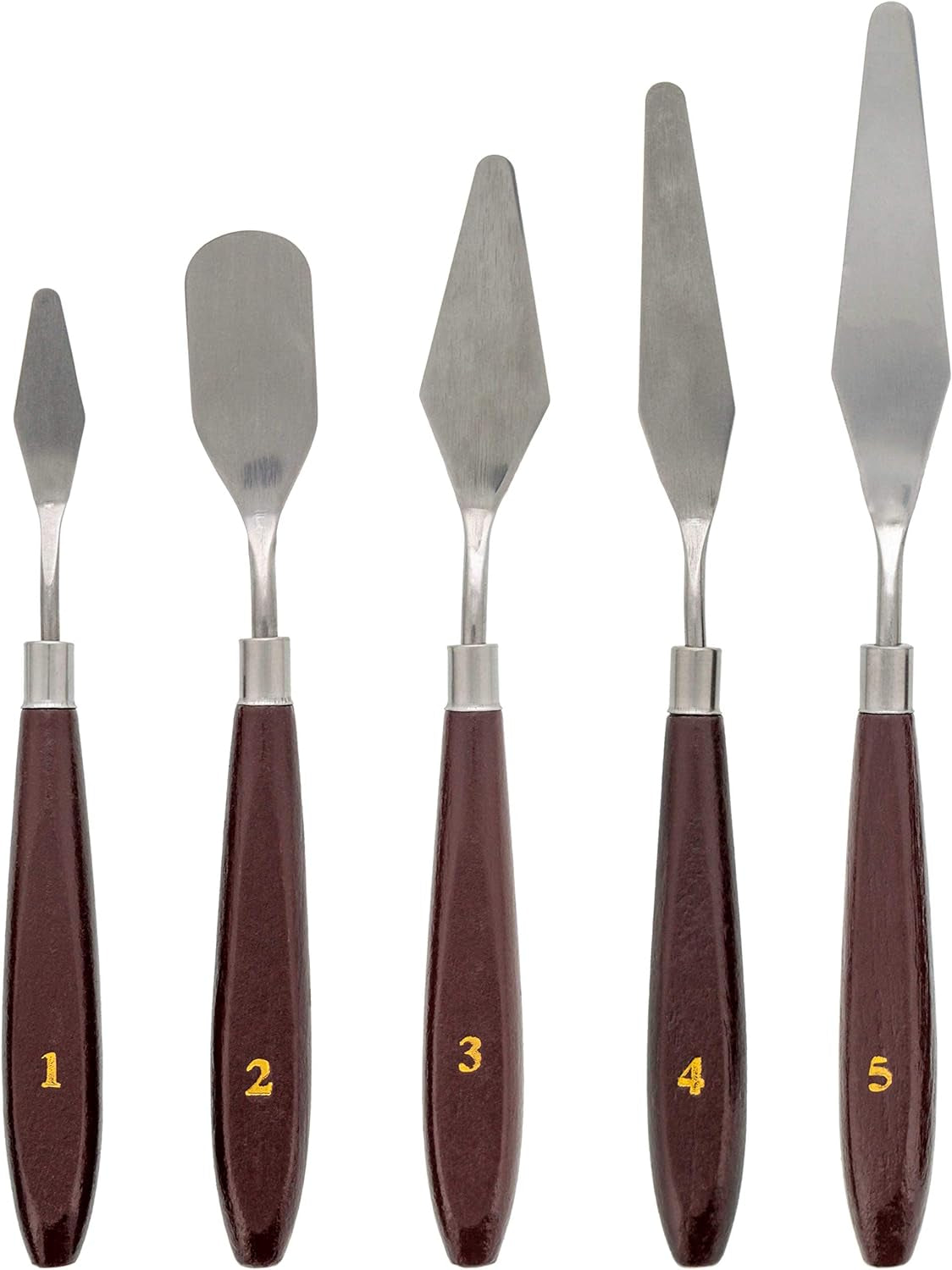 5-Piece Stainless Steel Palette Knife Set - Flexible Spatula Painting Knives for Color Mixing, Spreading, Applying Oil &amp; Acrylic Paint on Canvases, Cake Icing, 3D Printer Removal Tool