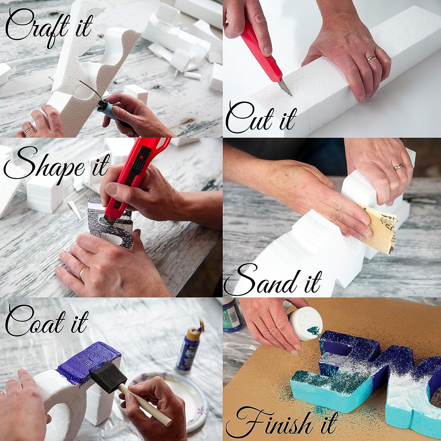 Silverlake Craft Foam Block - 6 Pack of 4X4X4 Foam Cubes, EPS Polystyrene Blocks for Crafting, Modeling, Art Projects and Floral Arrangements - Sculpting for DIY School & Home Art Projects (6 Pack)