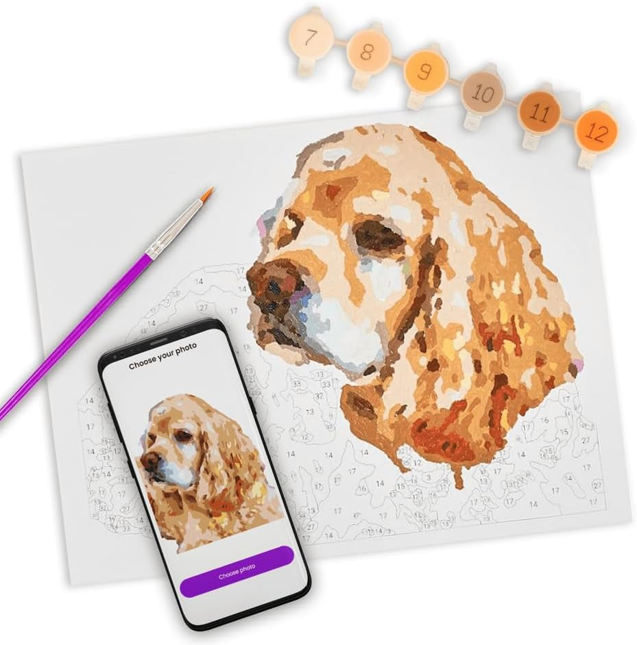| Paint Your Photo by Number: Pets Edition | Customizable Kit | Printable Canvas | Custom Paint by Number Technology