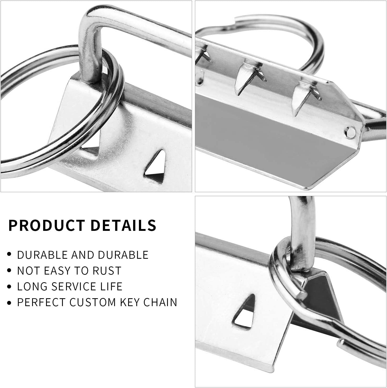 50 Sets Key Fob Hardware Key Fob Keychain Wristlet with Split Ring 1.25 Inch