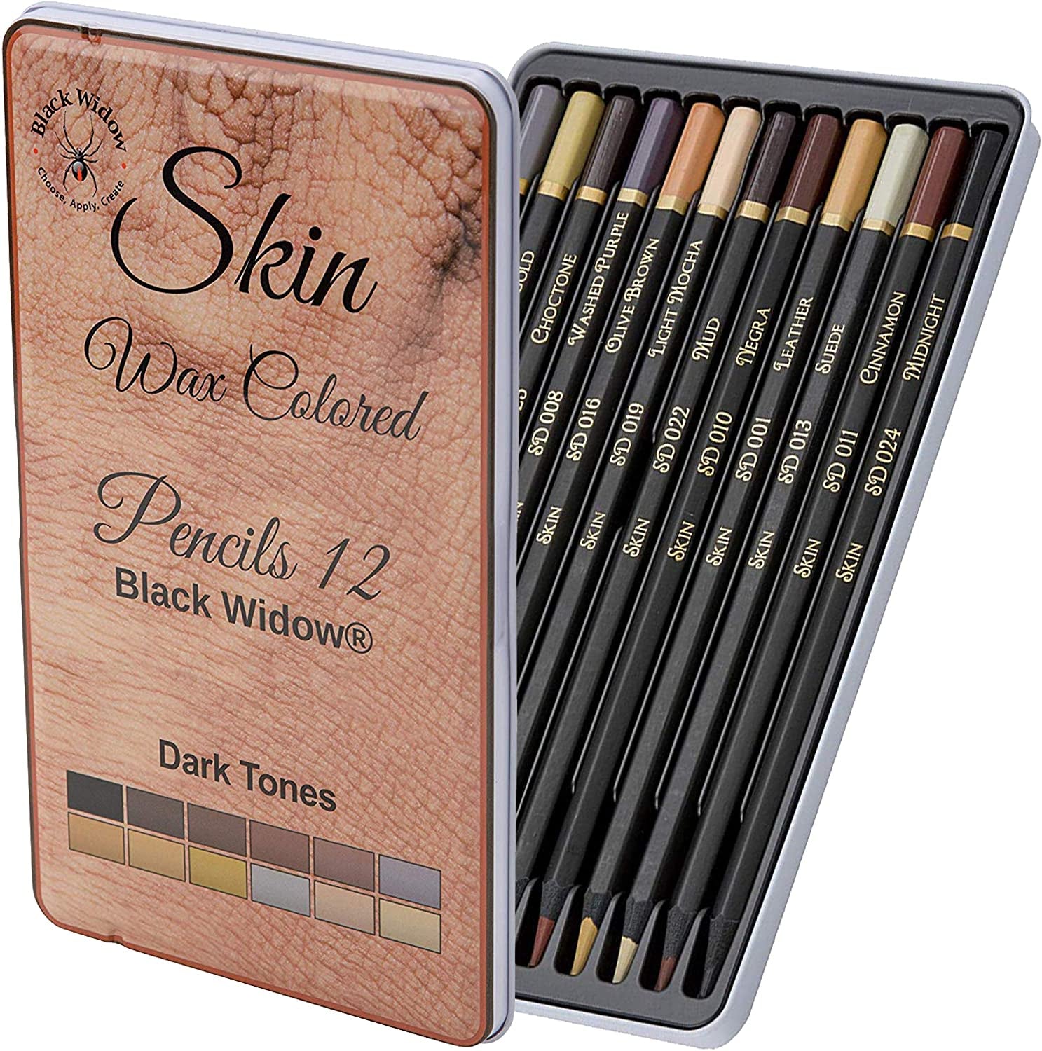 Skin Tone Colored Pencils for Adult Coloring, 12 Color Pencils for Portraits and Skintone Artists, a Complete Color Range of Soft Core Colored Pencils, Now with Light Fast Ratings.