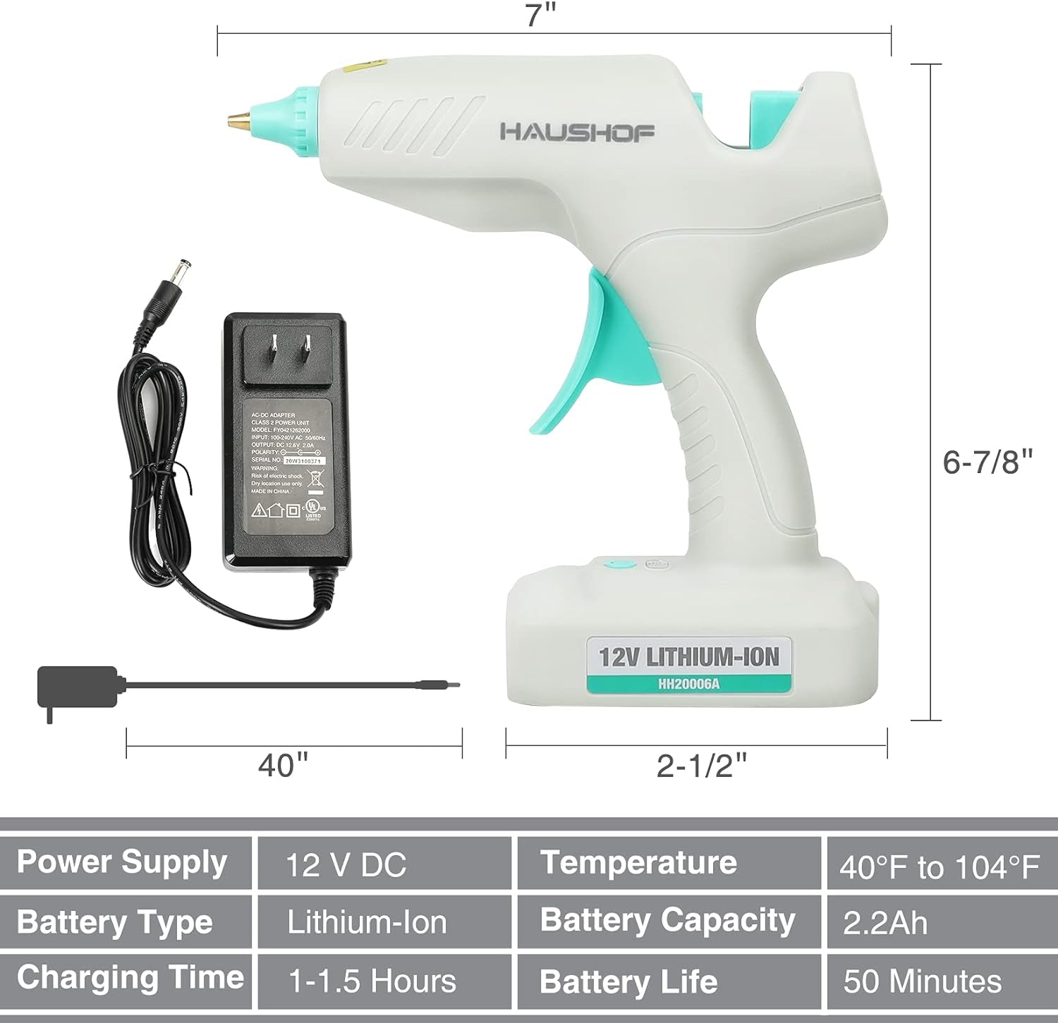 Hot Glue Gun, 60W Cordless Glue Gun with 20Pcs Full-Size Glue Sticks, Fast Preheating & High Temp, Cordless Hot Glue Gun Kit for DIY, Arts, Crafts, Home Decoration