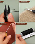 Upholstery Repair Kit, 48Pcs Leather Sewing Kit with Upholstery Thread, Sewing Awl, Seam Ripper, Needles, Thimble Leather Stitching Kit for Carseat Carpet Shoes Backpack Repair DIY Crafting