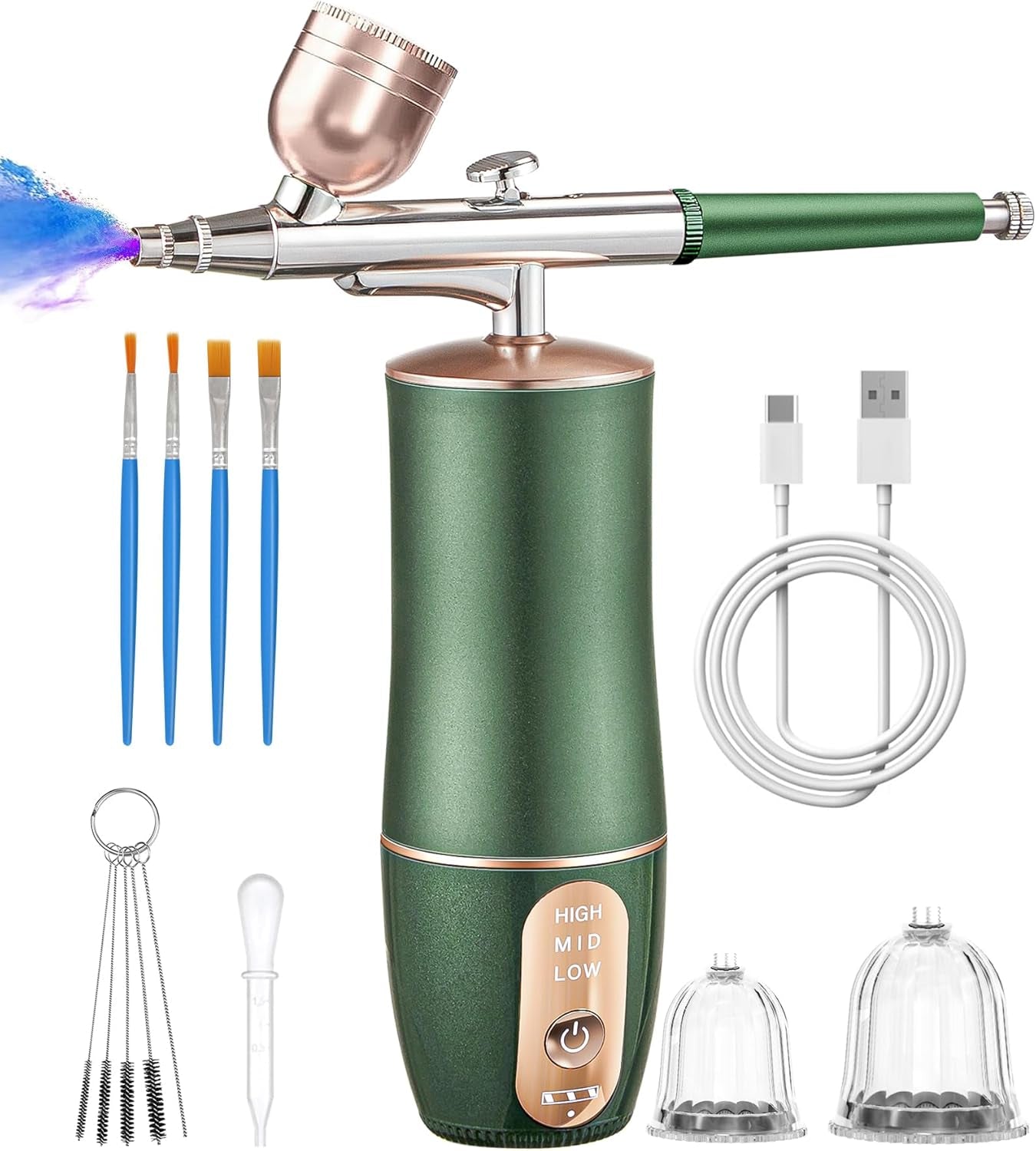 Airbrush Kit with Compressor, Rechargeable Portable Cordless Air Brush Set, Handheld Airbrush Gun Set for Nail Art, Makeup, Painting, Cake Decor