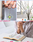 20 Pcs Diamond Painting Keychains Kit Cross Diamond Art Keychains Religious Crosses Diamond Ornaments 5D Key Chain Christian Diamond Painting Bookmarks Key Rings for Adults DIY Crafts Gifts