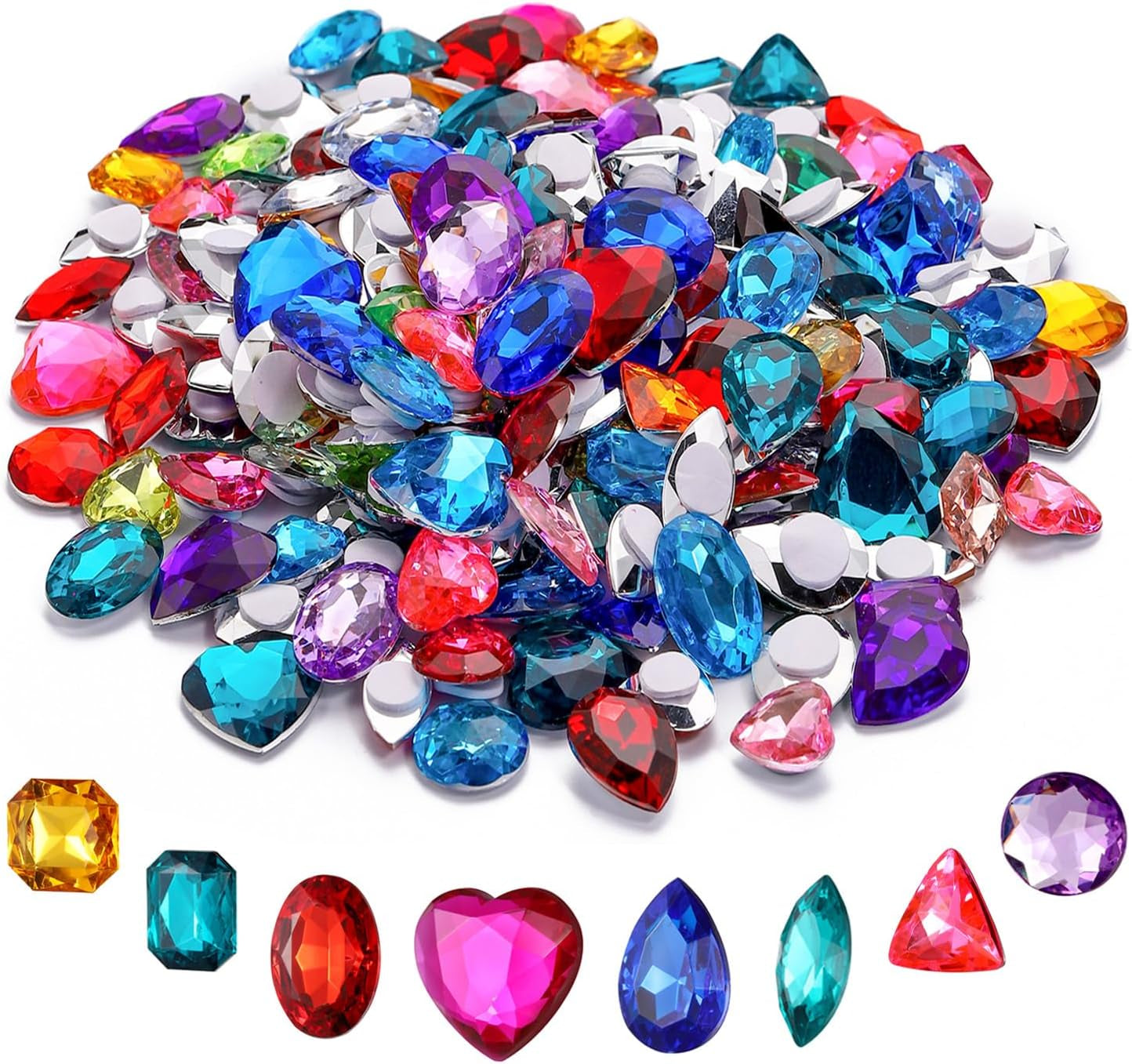Self Adhesive Craft Jewels Jumbo Bling Crystal Gem Stickers Assorted Shapes Colors Rhinestone Stickers for Arts & Crafts Projects Pack of 110 …