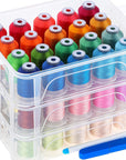 40 Brother Colors 500M Each Embroidery Machine Thread with Clear Plastic Storage Box for Embroidery Sewing Machine