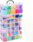 8-Tier Stackable Storage Container Box with 80 Compartments, Plastic Craft Organizers and Storage Containers for Arts, Organizing Washi Tape, Embroidery, Threads Bobbins, Kids Toy