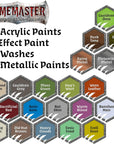 Wilderness Adventures Dnd Acrylic Paint Set with 20 Warpaints, Acrylic Paints for Models and Miniatures, Acrylic Warpaints, Quickshade Washes, Metallic Paints & 2 Plastic Miniatures
