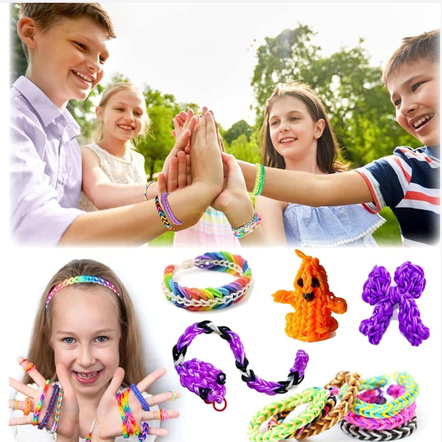 15000+ Rubber Loom Bands, Mega Rubber Bands Bracelet Kit,Loom Bracelet Making Kit with 3 Layer Container,30 Colors,380 Beads,30 Charms,Clips, Hooks Tools for DIY Art Craft