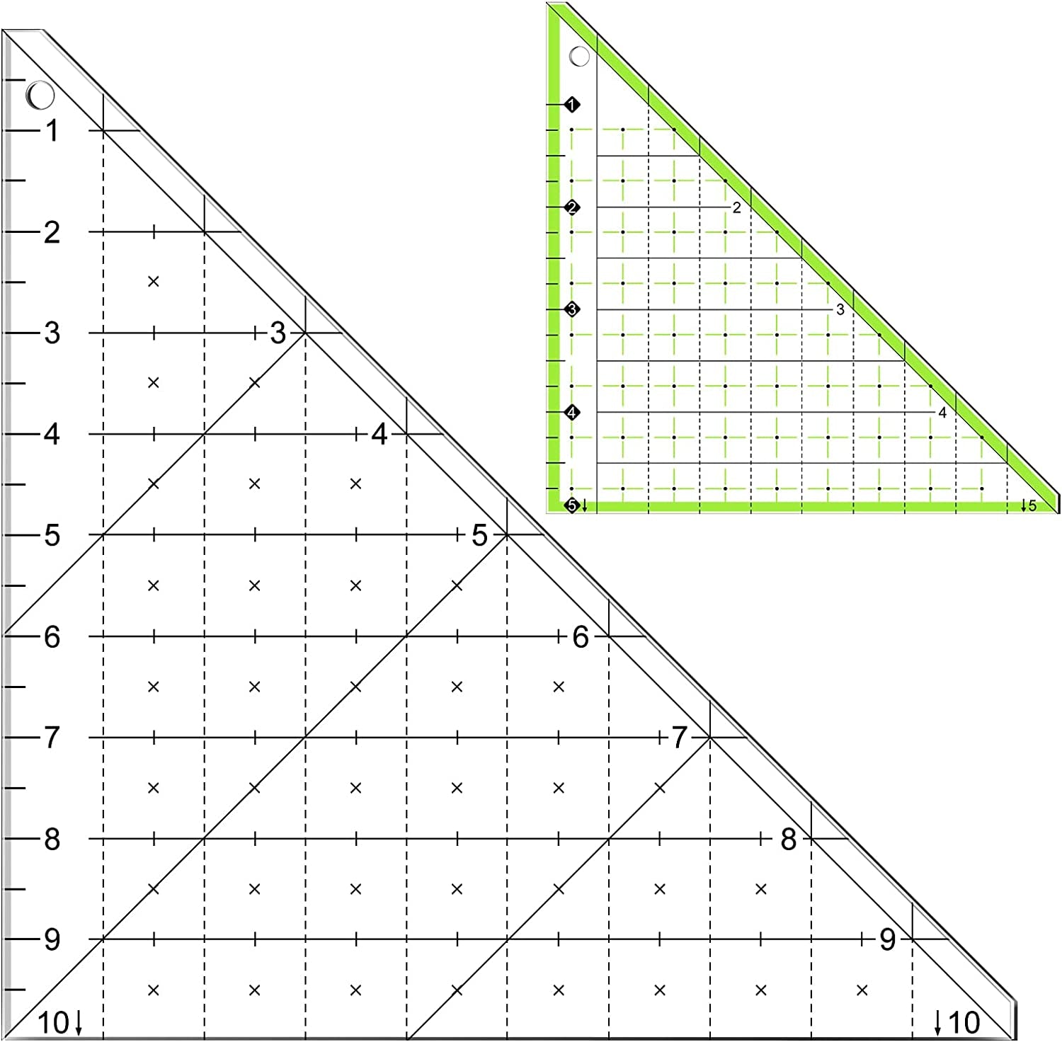 2 Pieces Folded Corner Ruler Acrylic Folded Corner Clipper Tool Simplicity 45 Degree Triangle Ruler and Quilting Template for Sewing Cutting Cutter Tools, Transparent