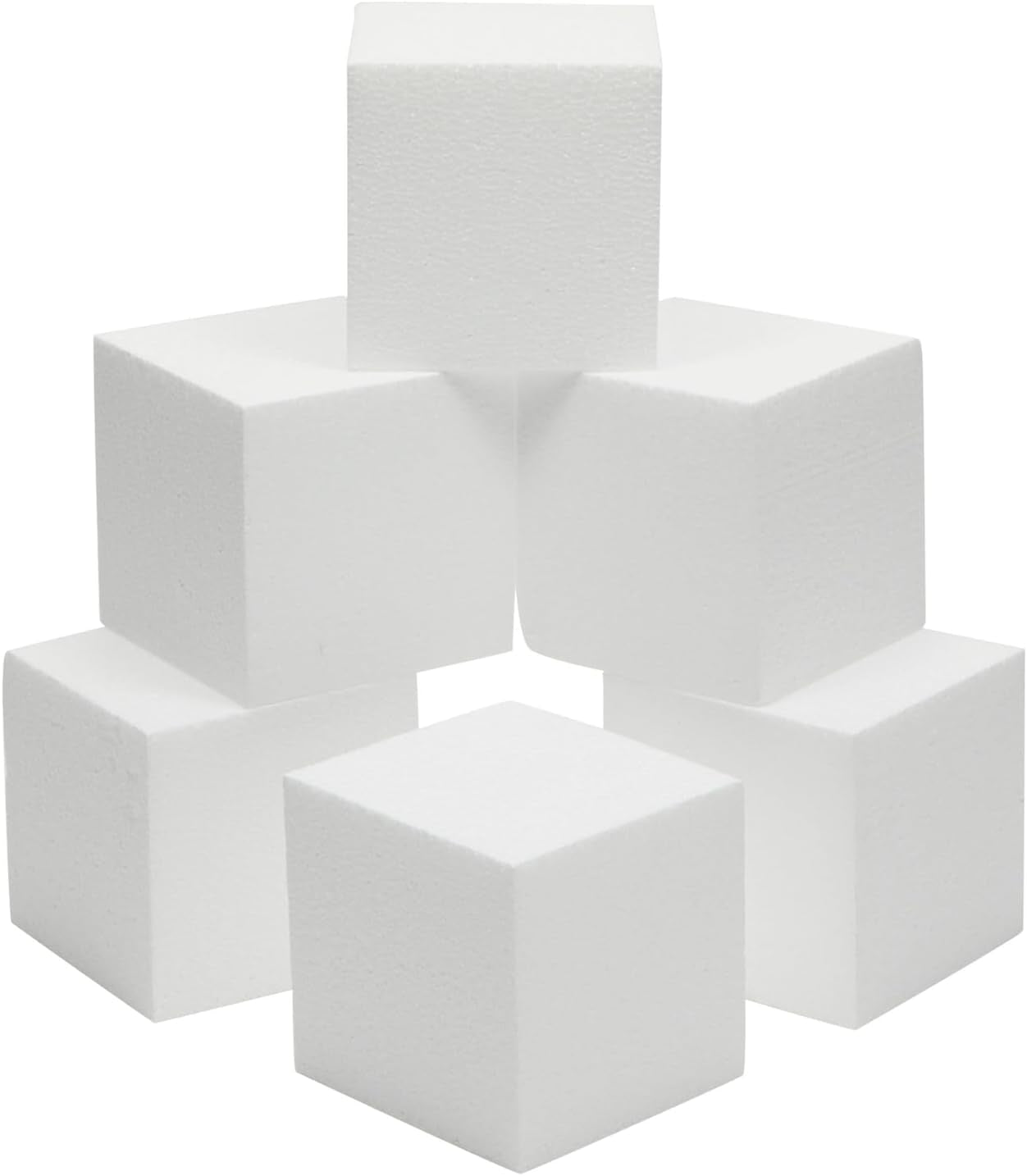 6 Pack Foam Cube Squares for Crafts - Polystyrene Blocks for DIY, Floral Arrangements, Arts Supplies (4 X 4 X 4 In, White)