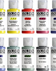 Fluid Acrylics by GOLDEN, 10 X 1 Fl. Oz.(30 Ml) Bottles, Fluid Mixing Set, Professional Acrylic Paint, 10 Colors