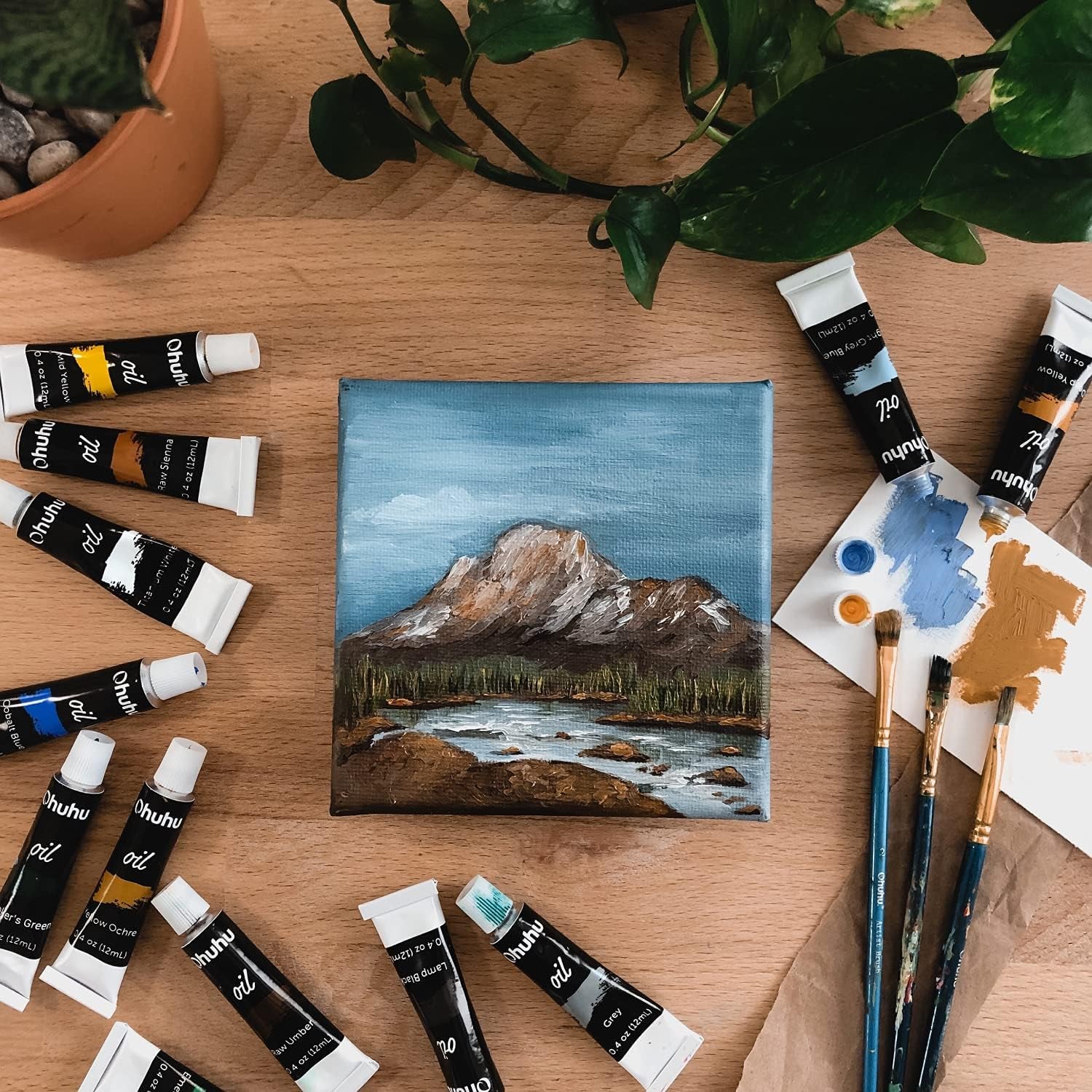 Oil Paint Set, 24 Oil-Based Colors, 12Ml/0.42Oz X 24 Tubes Non-Toxic Oil Painting Set Supplies for Canvas Painting Artist Kids Beginners Adults Classroom DIY Art Supplies Gift