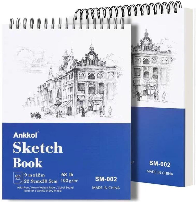 9" X 12" Sketch Book, Hardcover Sketchbook, Top Spiral Bound Sketch Pad, 100 Sheets (68Lb/100Gsm) Drawing Paper Pad, Art Supplies for Adults for Kids Drawing Notebook.
