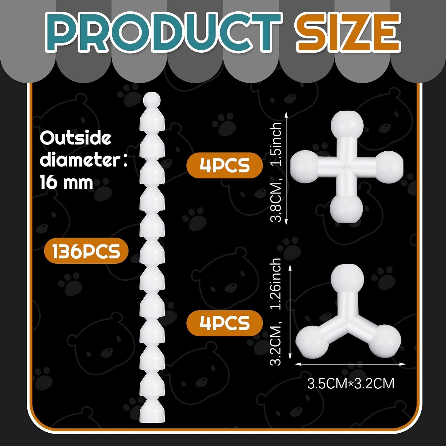 144 Pieces Doll Armature Set with 4Y and 4X Chest Connectors Flexible Doll Joints Plastic Ball for Stuffed Animal Bear Dolls Making DIY Crafts Need Use Special Pliers (16 Mm)