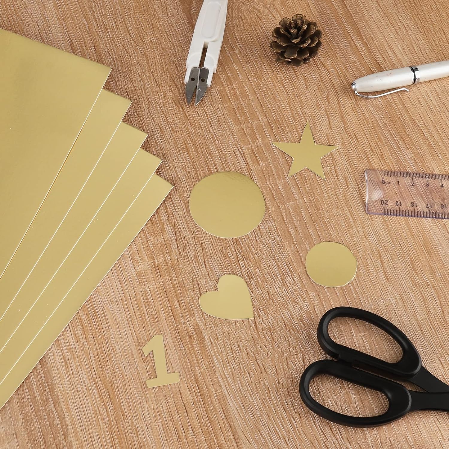 Cream Gold Metallic Paper Sheets 60 Pack Golden Foil Mirror Cardstock Shimmering Paper for Decorative, Weddings & Birthdays Invitations, Cardmaking & Paper Crafts Size 8.5" X 11"