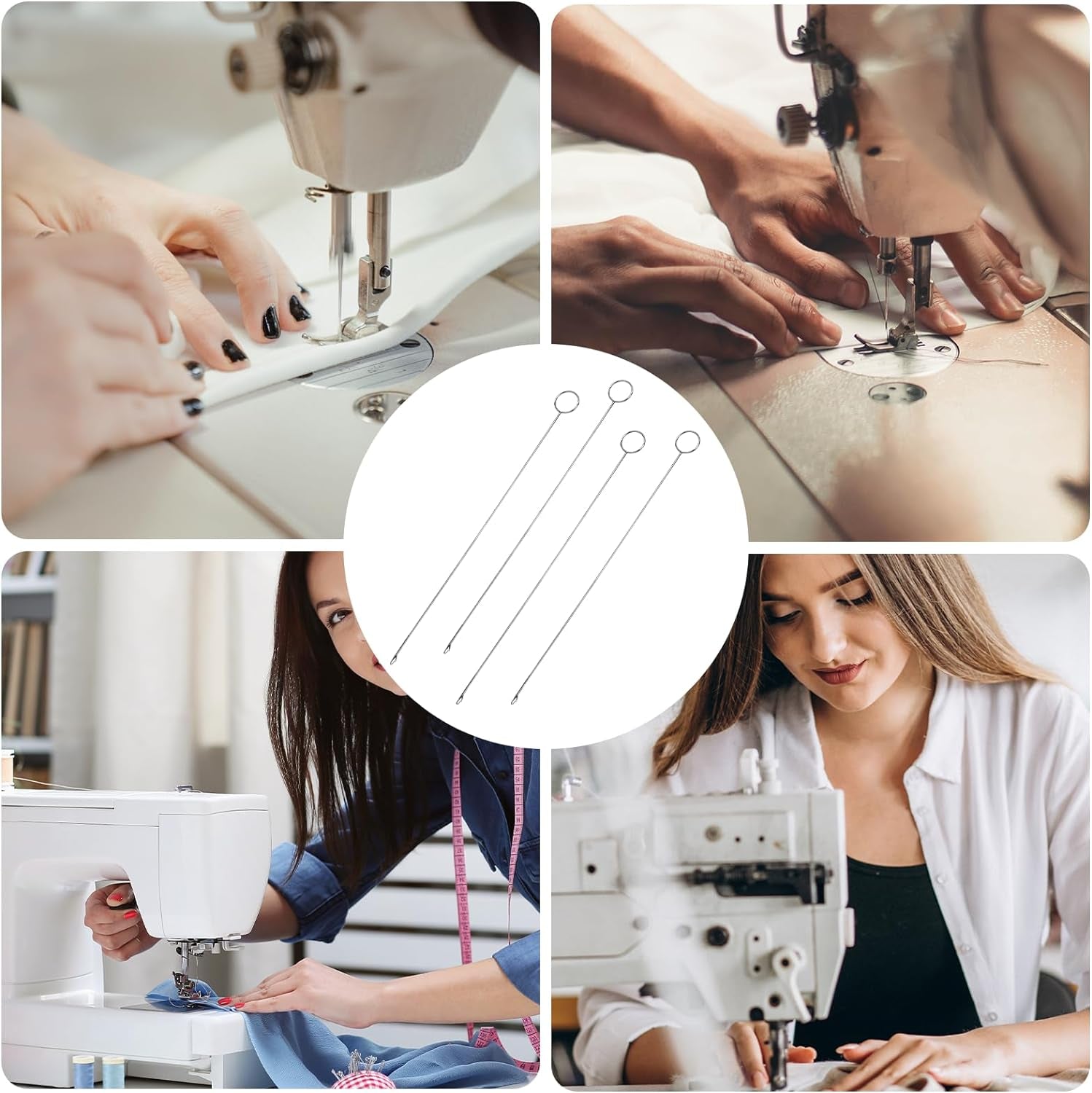 Loop Turner Sewing Tool, 4 Pieces Sewing Loop Turner Hook, Needle Hook, Crochet Sewing Supplies,Sewing Concepts, Tongue Crochet Tools,Needle Hooks with Latch for Fabric Tube Strips DIY(10.4 Inch)