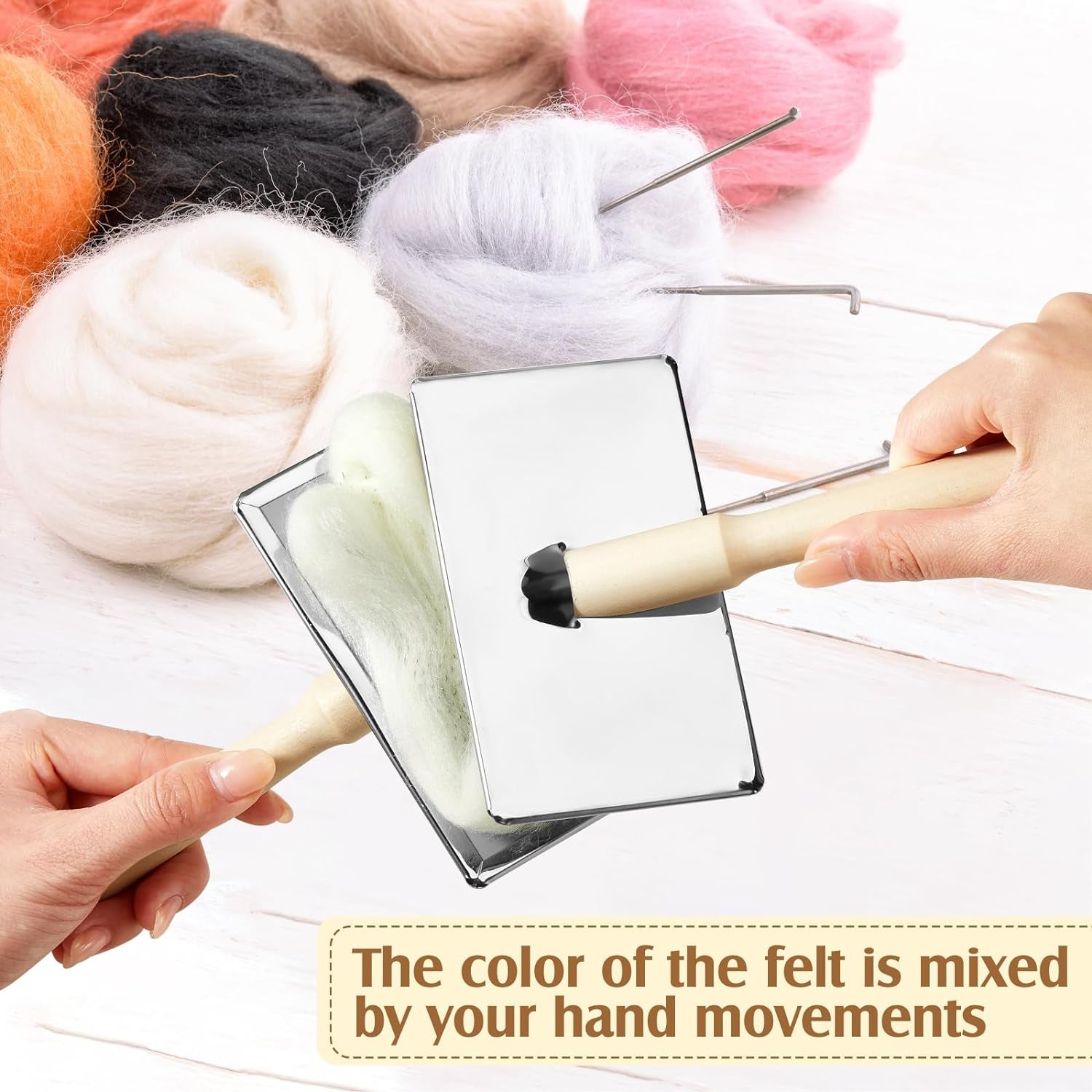 2 Pcs Wool Carders, Hand Carders for Wool Needle Felting Brush Wooden Wool Carders Needle Felting Wool Carding Brushes Needle Felting Tools for Needle Felting Craft Felt Project (Gray, Large)