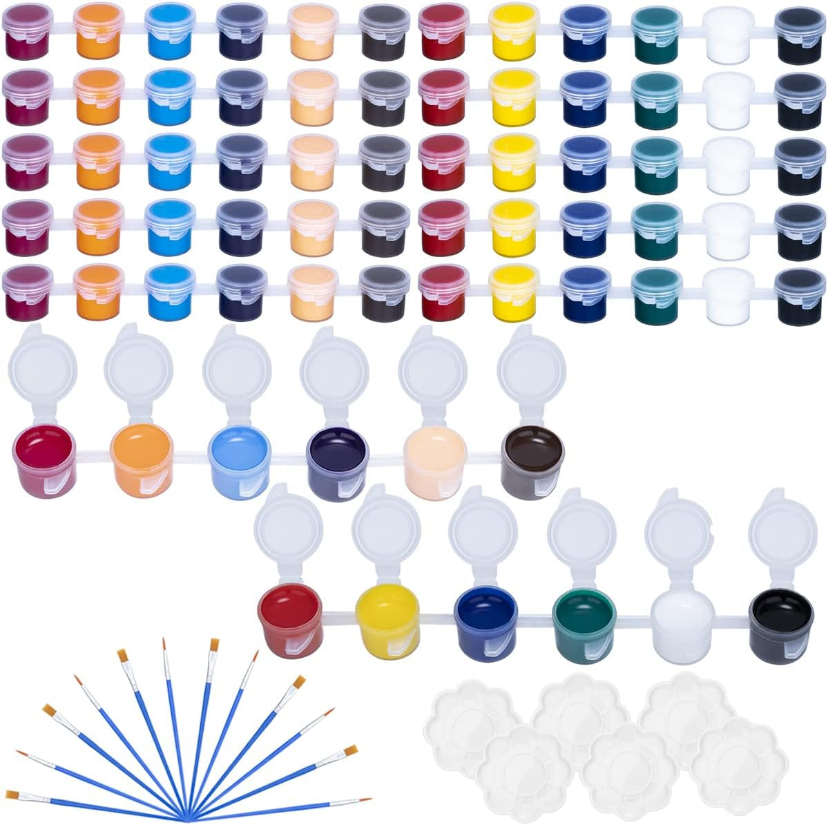 Washable Paint Set for Kids Arts and Crafts, 90PCS Classroom Painting Supplies, 6 Acrylic Paint Sets of 12 Colors, Mixing Palette, Brushes