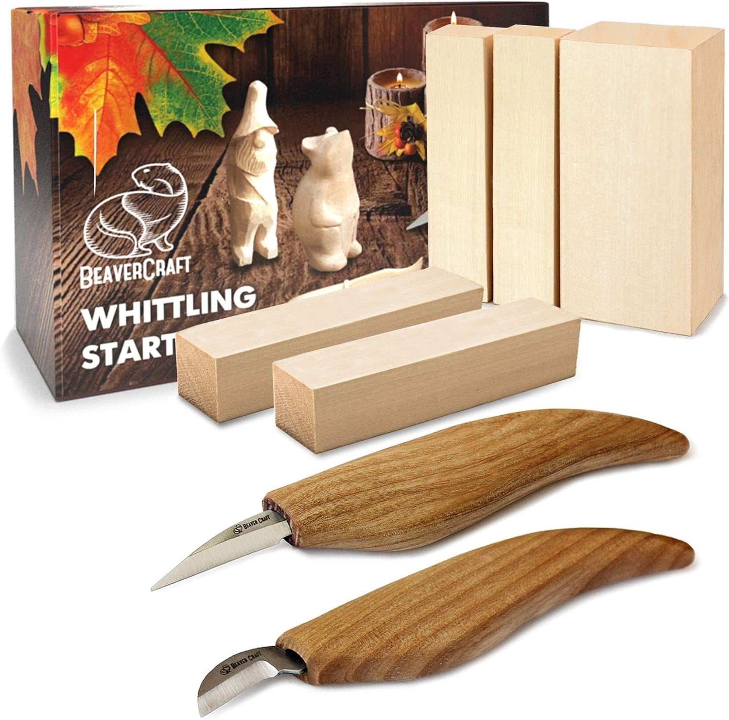 Wood Carving Kit S16 Wood Whittling Kit for Beginners Kids Wood Carving Set - Whittling Knife, Chip Wood Carving Knife, Basswood Carving Blocks Wood for Carving Knives Whittling Tools