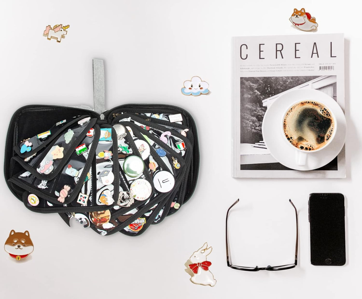 Portable Travel Brooch Pin Carrying Case for Enamel Pin, Lapel Pin, Pins Storage Organizer Case, Pin Collections Display Bag with 10 Pages, Hold up to 160 Pins.