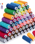 Sewing Threads Kits 60 Colour 250 Yards per Polyester Thread Spools with 10 Sewing Needles, 2 Needle Threader, Yarn Scissors, Stripper and Pearl Needle for Hand or Machine Sewing