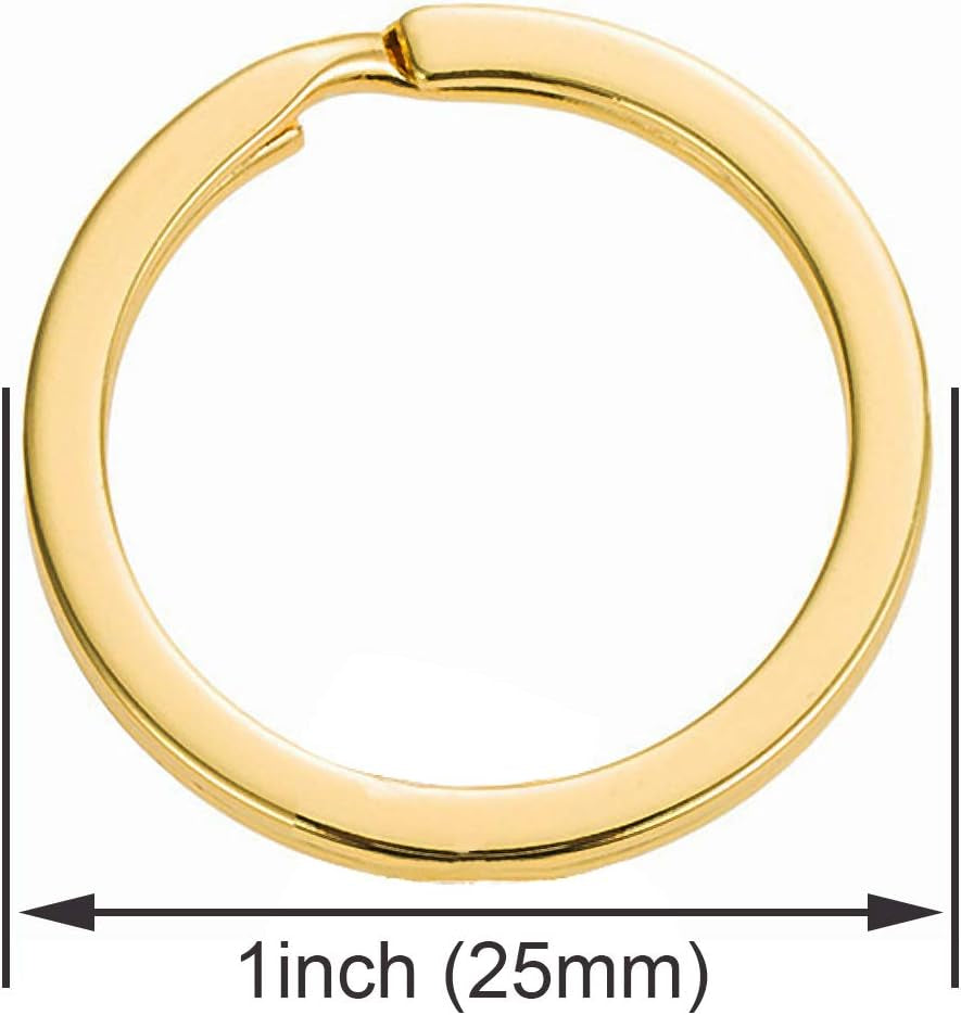 5 Set Key Chain Flat Key Rings Women Metal Swivel Clasps Snap-On Keychain Ring Hook Spring Clip Snap Hook Lobster Clasp for Keys, Lanyards Jewelry Findings, round Edge, Gold