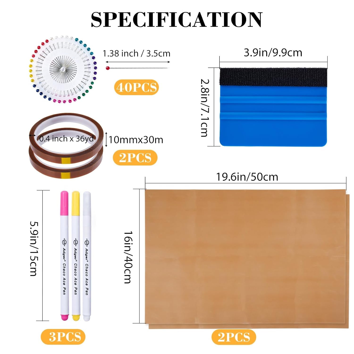 18Pcs Sublimation Accessories, Tshirt Ruler Guide Vinyl Alignment Tool, Heat Press Accessories, Teflon Sheet Non Stick 16X20", Heat Resistant Tape 0.4"X108Ft, PVC T Shirt Rulers to Center Designs