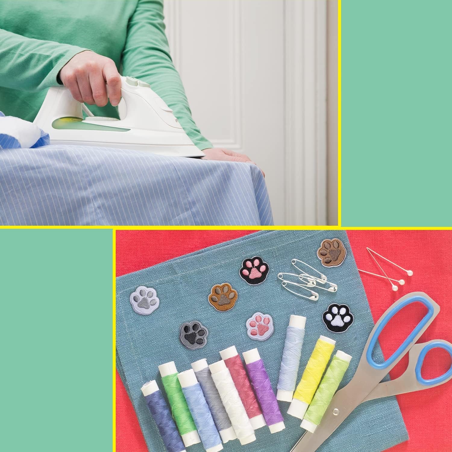 28Pcs Paw Print Patches for Clothing, Iron On/Sew on Embroidery Applique Patches, Cute Paw Decorating DIY Craft Patches for Dresses Jeans Hats Shoes Shirts Jackets Backpacks