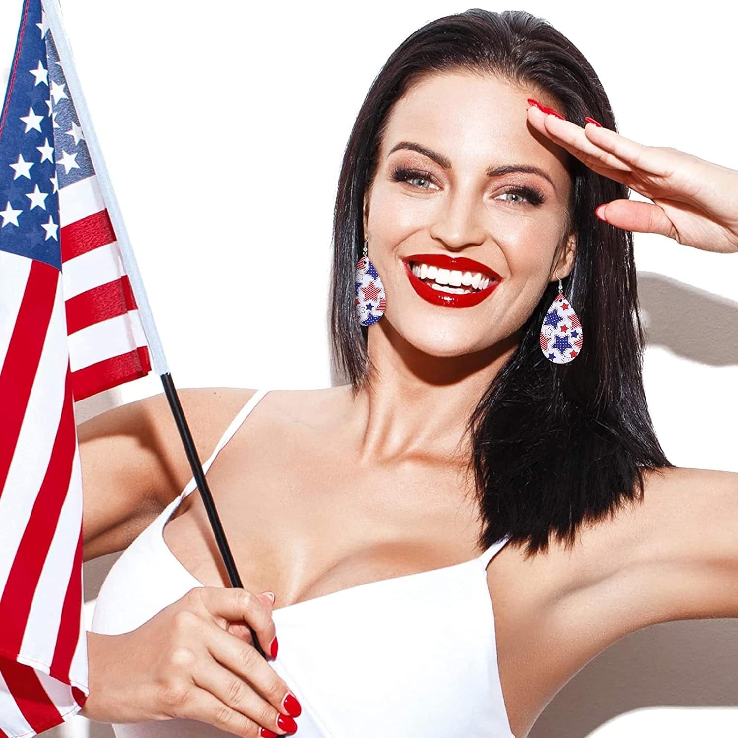 14Pcs 4Th of July Faux Leather Sheet Stars and Stripes Synthetic Leather Glitter Sequins Fabric Crafts for Patriotic Independence Day Earring Craft Bag Hair Bow DIY Gift Making, 8.3 X 6.3In